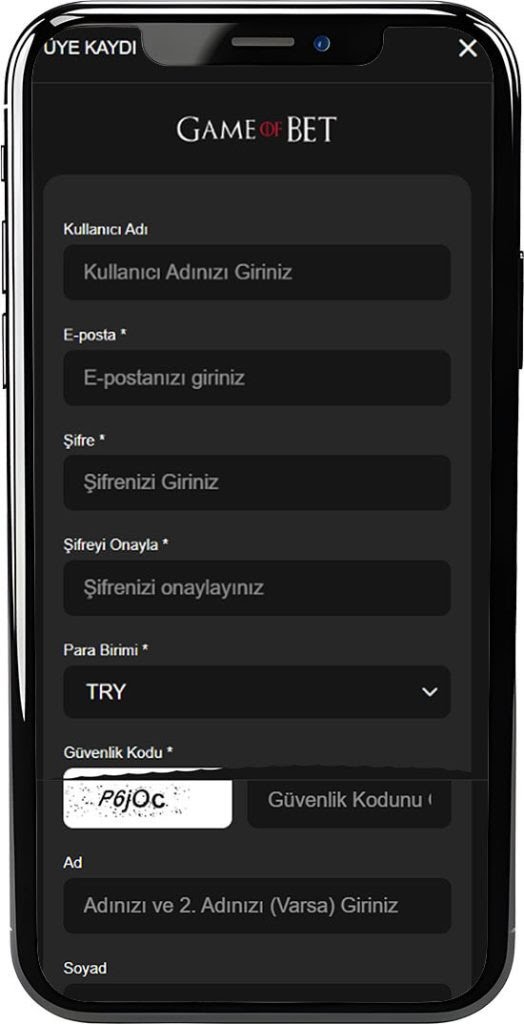Gameofbet Üyelik